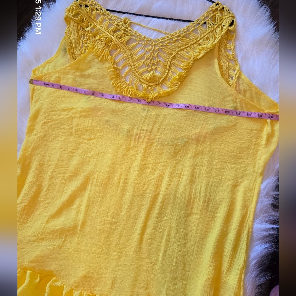 Yellow Ruffled Embellished Tank Top - Picture 6 of 9